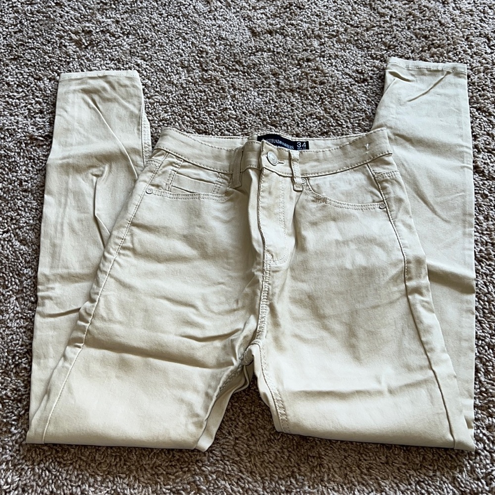 Pleather beige tight jeans